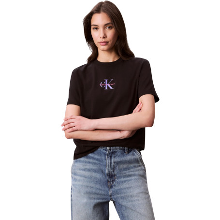 Calvin Klein T-Shirt Manches Courtes Femme Classic Logo Tee en Coton