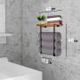 Vonia Porte-Serviettes Mural – Support Mural en Bois pour Salle de Bain – Porte-Serviettes élégant et Pratique - avec 1 Crochets