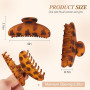 Lot de 3 pinces à cheveux résistantes - Plastique noir et léopard - Barrettes griffes pour femmes 7cmx4cm