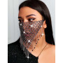 IYOU Bling Cristal Engrener Masque Noir Gland Visage Chaîne Mascarade Masques Avec Cristal Pendentif Soir Fête Balle vénitien Ma