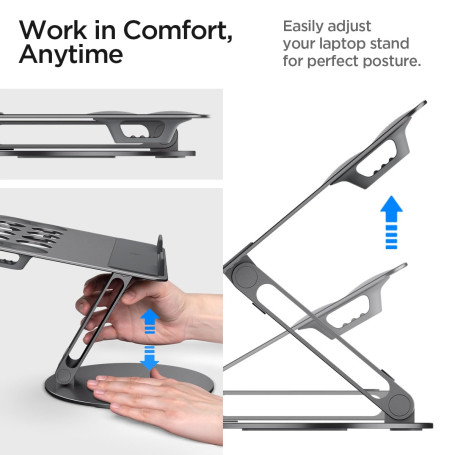 Support Ordinateur Portable Spigen Avec Rangement Câbles - Ajustable En Hauteur/angle - Jusqu'à 17"