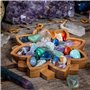 Curawood Plateau Lotus en cristal pour pierres - Montrez vos cristaux et pierres de guérison - Support et étagère organisateur