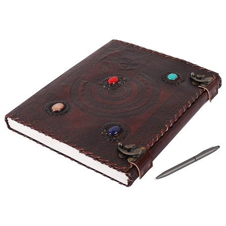 OVERDOSE Rose Chakra Avec 4 Pierres Journal En Cuir Vintage - Journal Antique Fait À La Main Pour Hommes Femmes Journal Carnet D