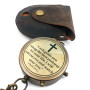 Boussole en laiton antique avec gravure Psaume 32:8" – Avec étui en cuir – Cadeau chrétien pour hommes et femmes – Boussole vint