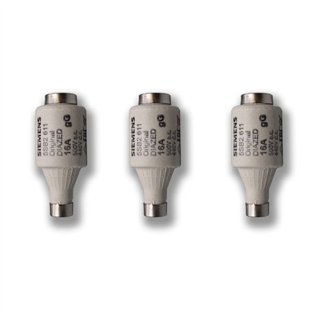 3 Stück Siemens Indus.Sector fusible Diazed GL DII E27 16A 500V 5SB261 - VPE = 3 Stück