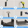 HMAKGG Support Micro Onde Mural, Etagere Micro Onde 2 Niveaux avec Panier Rangement, Support Mural Micro Onde en Acier au Carbon