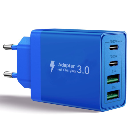 Aioneus Chargeur USB C, 40W 4 Port Prise USBC Chargeur Rapide iPhone, 3.1A PD+QC Type C Adaptateur Multi Secteur Chargeur pour i