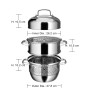 VENTION Cuiseur Vapeur INOX 28 cm, Cuit Vapeur Induction 3 Etages