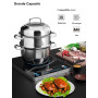 VENTION Cuiseur Vapeur INOX 28 cm, Cuit Vapeur Induction 3 Etages