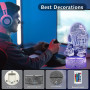 Star Wars Lampe 3D Illusion Veilleuse, Led 3d Lampe Hologramme avec 16 Couleurs Changeantes et Télécommande, Cadeaux de Noël pou