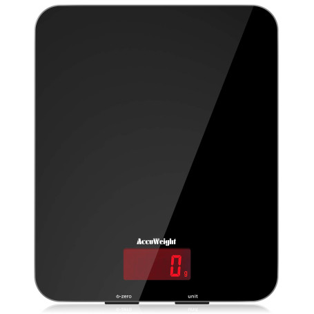 ACCUWEIGHT 201 Balance de cuisine numérique avec plate-forme en verre trempé Balance électronique pour aliments avec écran LCD, 
