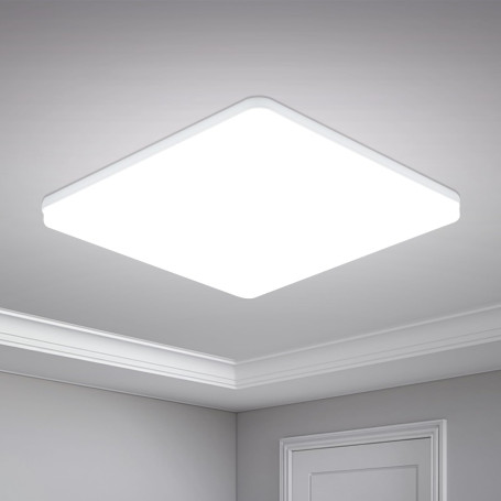 Yafido Plafonnier LED 48W 30cm, Lampe de Plafond Carrée 4320 Lumen, Blanc Froid 6500K, Luminaires Intérieur pour Salon, Cuisine,