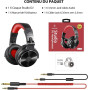 OneOdio Casque Audio Filaire DJ Piano Guitare avec Micro, Hi-Res Audio Extra Basse Son, Léger Confort Pliable Casques avec Share