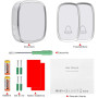 YYQ Sonnette sans Fil Extérieur Étanche IP44, Sonnette de Porte 300 Mètres, Kit de Carillon avec LED Flash, 2 Émetteurs et 1 Réc
