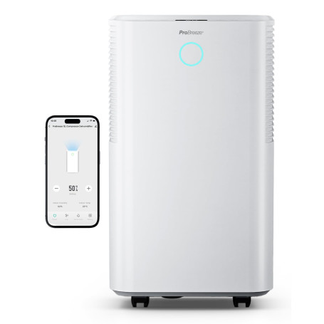 Pro Breeze OmniDry Déshumidificateur D Air compresseur intelligent 12L/Jour, Réservoir 2L, Contrôle App, Séchage du linge & Abso