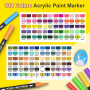 Lyuvie 132 Couleurs Feutre Acrylique,66 Pcs Acrylic Paint Marker Marqueur Peinture Acrylique Pointe Brush pour Roche Tissu Pierr
