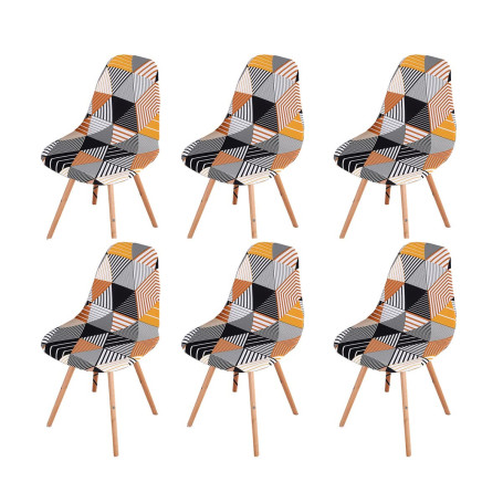 Housse de Chaise Scandinaves Lot de 6, Extensible Housse de Chaise de Salle à Manger, Universelle Couverture de Chaise sans Acco