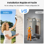 AOSU 2K Camera Surveillance Exterieure sans Fil, 4 Cam-Kit avec Homebase, Zéro Frais, 360° Panoramique PTZ, 3MP WiFi Solaire Cam
