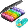 Pilulier Semainier Matin, midi et soir, Piluliers Medicaments 7 Jours 21 Compartiments, de Grande Capacite pour Poche ou Poche d