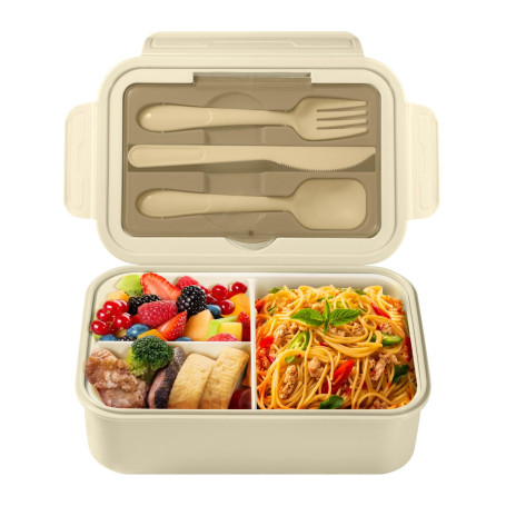 Diboniur Lunch Box, Bento Lunch Box Enfant Adulte Boîte 1400 ml avec 3 Compartiments, Conception Sans Fuite Lunchbox avec Couver