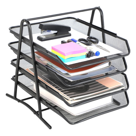 Plateau Organisateur de Bureau 4 Niveaux, Dossier A4, Caisson de Bureau, Classeurs, Bureau d'ordinateur, Organisateur de Tiroirs