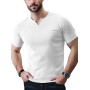 Yewloch T-Shirt à Manches Courtes pourHomme, Chemise décontractée à col en V pour,Coupe Ajustée,T-Shirt Muscle Henley élégant Lo