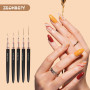 ZEOHBETY Lot de 5 pinceaux métalliques pour nail art, pinceaux de peinture, outils de dessin pour les lignes longues, détails fi