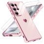 LeYi Coque pour Samsung Galaxy S25 Ultra avec 2 Verre Trempé Silicone Forme de Coeur d'amour, Housse Étui de Protection Antichoc