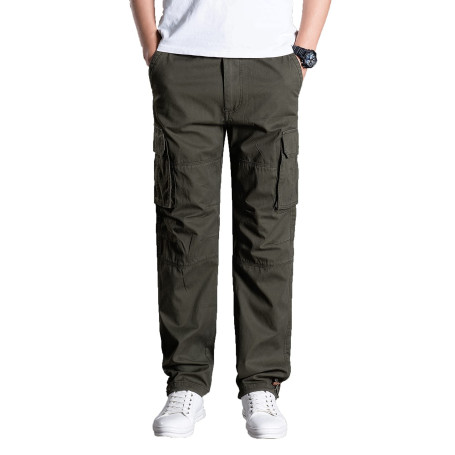 Olmecs Hommes Pantalons Elastique Coton Taille Plus Cargo Droite avec Poches Printemps/Automne
