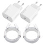 Chargeur USB C 20W, 2-Pack Prise USB C Chargeur Rapide avec 2x2m Câble USBC,Chargeur USBC Rapide pour iPhone 16 15 Plus Pro Max