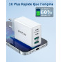 Chargeur USB C, 40W 4 Port Prise Chargeur Rapide USB C, Multiple Secteur Double PD+QC 3.1A Type C Adaptateur pour iPhone 16 15 1