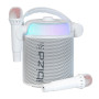 Ibiza - KARAHOME-WH - Enceinte Karaoke Lumineuse sur Batterie, avec Deux micros sans Fil (sur Batterie) - Bluetooth, USB, MicroS