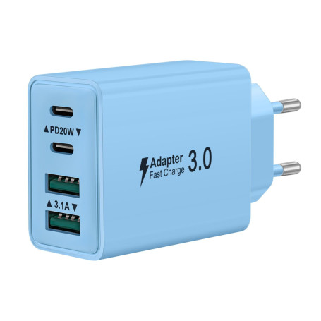 Chargeur USB C, 40W 4 Port Prise Chargeur Rapide USB C, 2Pack Multiple Secteur Double PD+QC 3.1A Type C Adaptateur pour iPhone 1