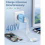 Chargeur USB C, 40W 4 Port Prise Chargeur Rapide USB C, 2Pack Multiple Secteur Double PD+QC 3.1A Type C Adaptateur pour iPhone 1