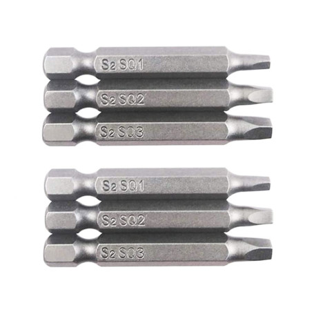 Fongmore Lot de 6 embouts de tournevis magnétiques à tête carrée de 6,35 mm de long pour outils électriques SQ1 SQ2 SQ3 (50 mm)