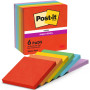 Post-it Notes Autocollantes Super Sticky, Couleurs Playful, Pack de 6 Blocs, 90 Feuilles par Bloc, 76 mm x 76 mm - Feuillets Sup