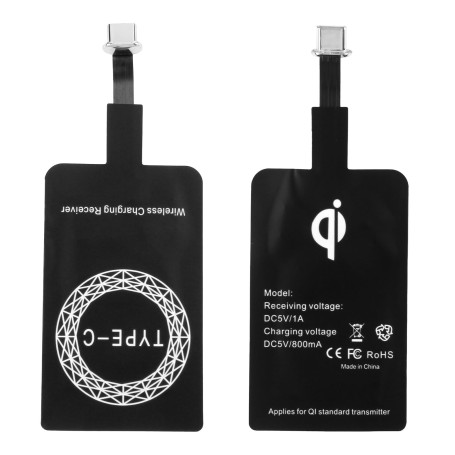 2pcs Récepteur Adaptateur Charge sans Fil 5V 1000mA, Adaptateur Type C Qi pour Samsung Galaxy Huawei Xiaomi Motorola Google Pixe