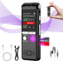 128GB Digital Voice Activated Recording Device, Enregistreur Vocal 1536Kpbs avec Playback, Suppression Intelligente du Bruit, En
