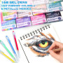 NICETY Stylo Gel Couleur – Set de 168 Gel Pens avec Pointe Fine 0,5mm & 162 couleurs (159 + 3 blanc / 3 argent / 3 or)– Feutres 