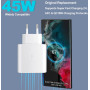 Chargeur 45W Super Charge Rapide pour Samsung Galaxy S25 Ultra,S24+,S24 Ultra,S23+,S23 Ultra, S22,A54,Z Fold5,Flip5,Fold6, Flip6