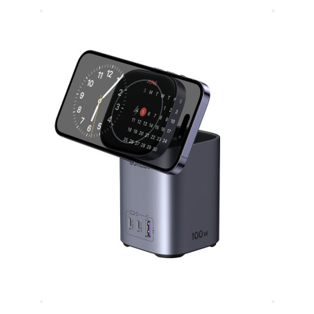 UGREEN Nexode 100W GaN Chargeur Station 3 Ports et Qi2 15W Charge Induction sans Fil Prise Secteur Bureau Compatible avec MagSaf