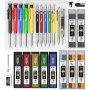 Nicpro 27 pièces crayons de charpentier pour le travail du bois, crayon chantier avec 100 recharges, poinçon central automatique