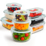 edihome, Boîte Alimentaire Hermétique en Verre, 8, 14 ou 18 pièces, pour aliments hermétiques, Résistant au lave-vaisselle, Rang