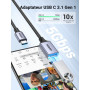 UGREEN Adaptateur USB C vers A 3.0 5Gbps OTG Câble Type-C Mâle vers Type-A Femelle Nylon Tressé Aluminium Compatible avec iPhone