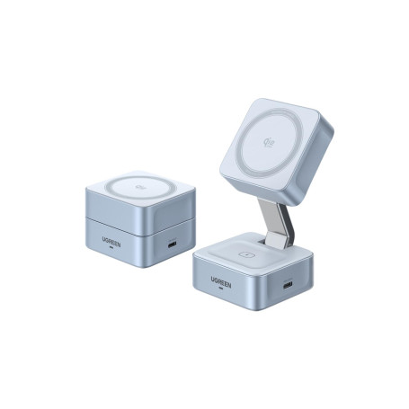 UGREEN MagFlow Qi2 25W Chargeur Induction iPhone 2 en 1 Certifié Compatible avec MagSafe iPhone 16 15 14 13 12 Plus Pro Max AirP