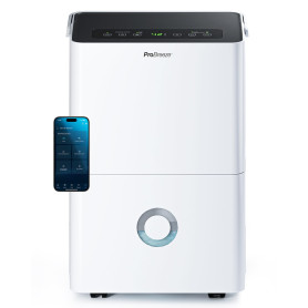 Pro Breeze Déshumidificateur Compresseur Connecté 30L/jour avec Application Smartphone, Wi-Fi, Drainage continu, Réservoir d'eau