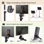 CAHAYA Pupitre de Partitions Pliable Portable 80-145cm Support Métallique de Partitions avec Housse de Transport Anti Poussière
