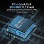 Ediloca EN870 SSD 4 to PCIe Gen4, NVMe M.2 2280, jusqu'à 7450 Mo/s, Disque SSD Interne, Cache SLC Dynamique, Compatible avec PS5
