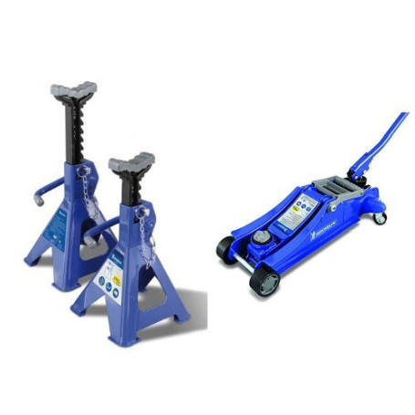 Michelin 92417/009557 2 Chandelles à Crémaillère 2 T et Michelin Cric Hydraulique Rouleur 2 T