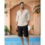 YAOBAOLE Shorts et Bermuda Homme 3/4 Long Pantacourt Court Homme Eté Coton Lin Short Taille Elastique